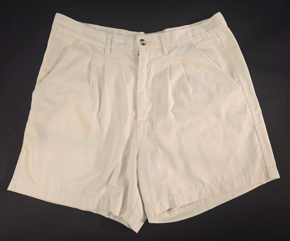 Puritan Men's Shorts‎ Size 34 Beige Pleated Flat Front Casual Chino Pockets